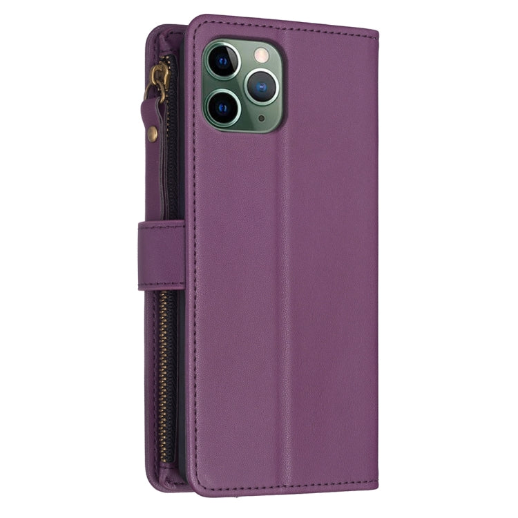 For iPhone 11 Pro 9 Card Slots Zipper Wallet Leather Flip Phone Case(Dark Purple) - iPhone 11 Pro Cases by buy2fix | Online Shopping UK | buy2fix