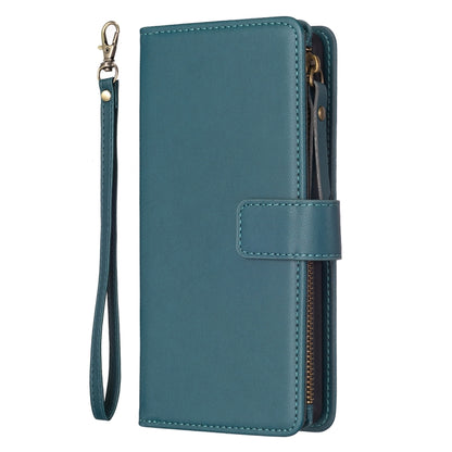 For Xiaomi 13 Lite 9 Card Slots Zipper Wallet Leather Flip Phone Case(Green) - 13 Lite Cases by buy2fix | Online Shopping UK | buy2fix