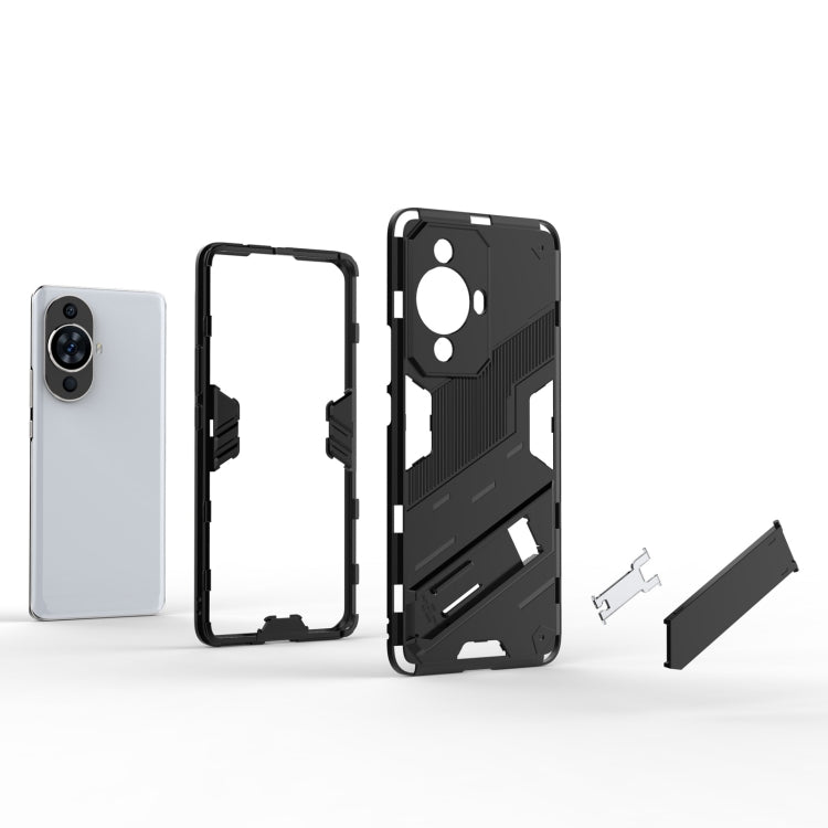 For Huawei nova 11 Pro 4G Punk Armor 2 in 1 PC + TPU Phone Case with Holder(Light Red) - Huawei Cases by buy2fix | Online Shopping UK | buy2fix