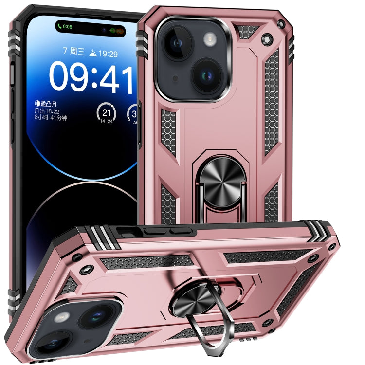 For iPhone 15 Plus Shockproof TPU + PC Phone Case with Holder(Rose Gold) - iPhone 15 Plus Cases by buy2fix | Online Shopping UK | buy2fix
