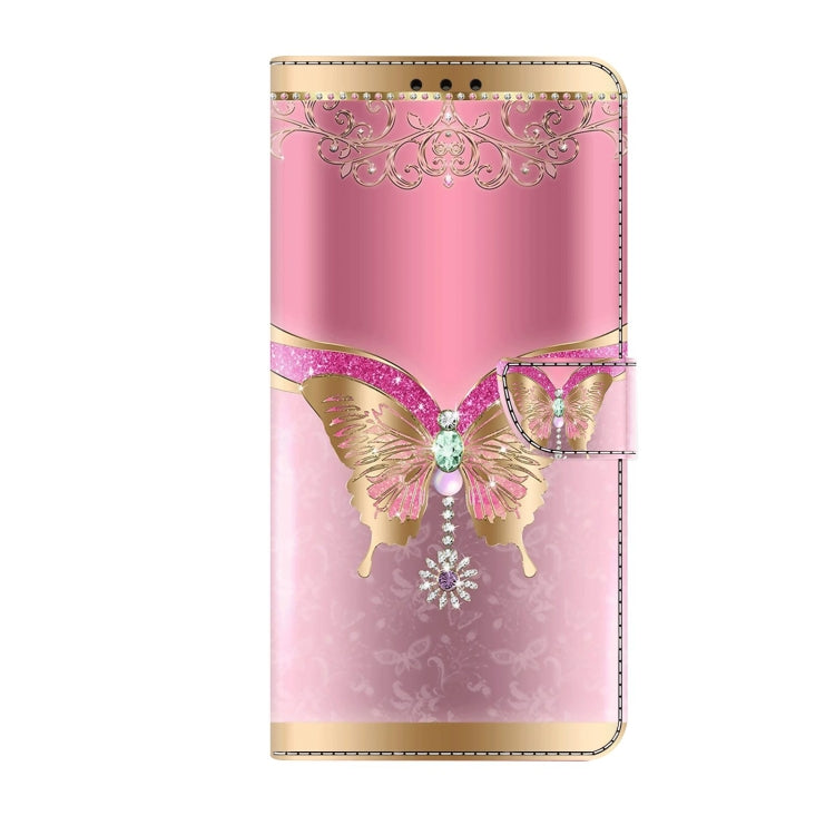 For Xiaomi Redmi 9C Crystal 3D Shockproof Protective Leather Phone Case(Pink Bottom Butterfly) - Xiaomi Cases by buy2fix | Online Shopping UK | buy2fix