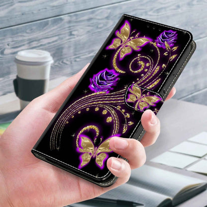 For Xiaomi Redmi Note 12 Pro Global Crystal 3D Shockproof Protective Leather Phone Case(Purple Flower Butterfly) - Xiaomi Cases by buy2fix | Online Shopping UK | buy2fix