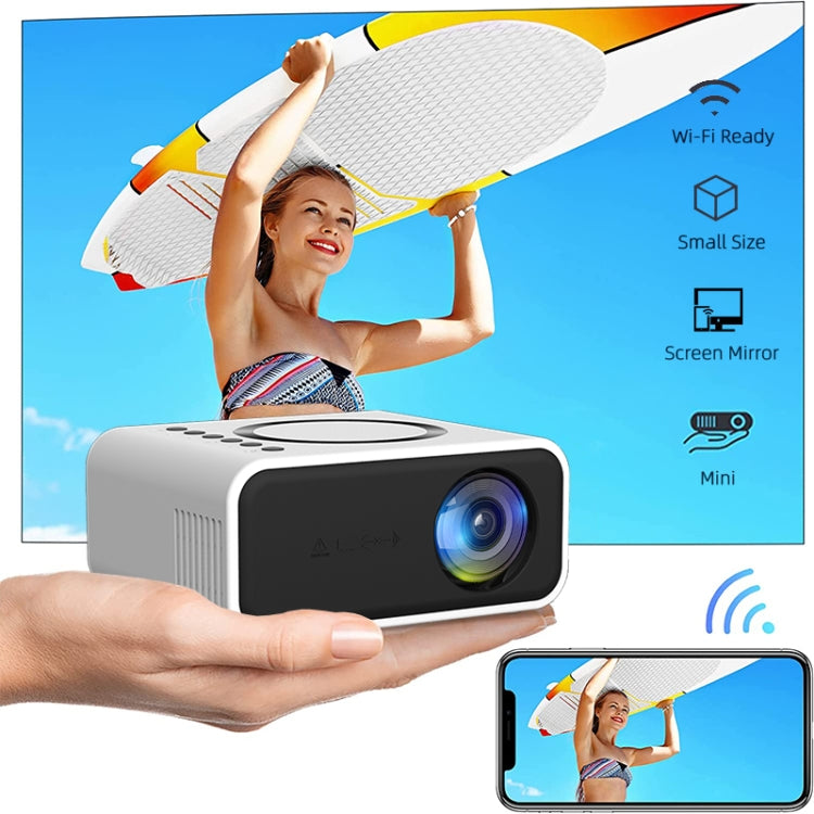 T300S 320x240 24ANSI Lumens Mini LCD Projector Supports Wired & Wireless Same Screen, Specification:EU Plug(White) - Mini Projector by buy2fix | Online Shopping UK | buy2fix