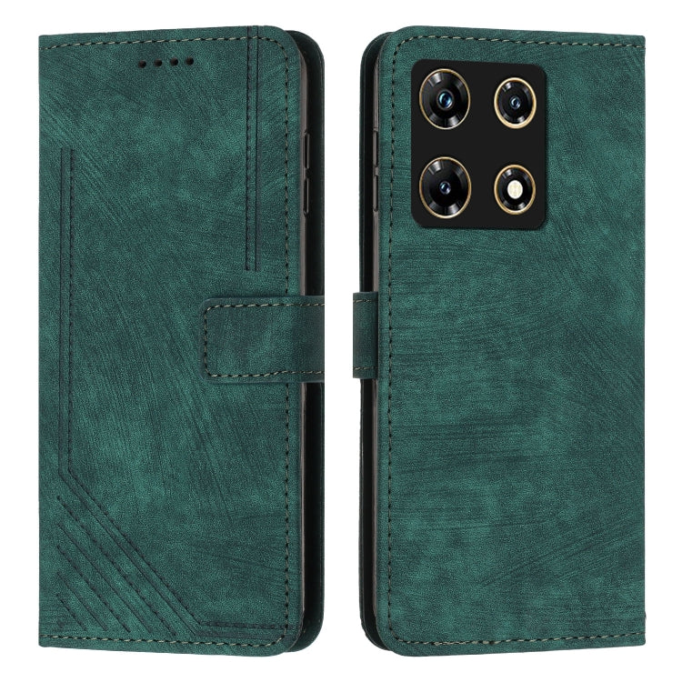 For Infinix Note 30 Pro Skin Feel Stripe Pattern Leather Phone Case with Lanyard(Green) - Infinix Cases by buy2fix | Online Shopping UK | buy2fix