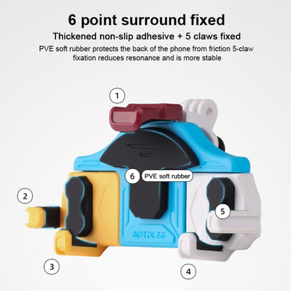 MOTOSLG Crab Motorcycle Phone Clamp Bracket O-Type Rear Mirror Mount with Anti-theft Lock(Yellow Blue White) - Holder by MOTOLSG | Online Shopping UK | buy2fix