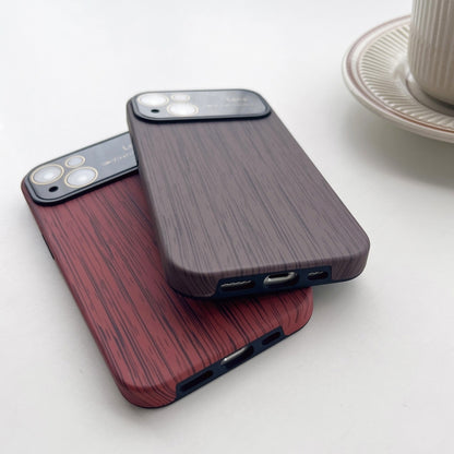 For iPhone SE 2022 / 2020 / 8 / 7 Wood Grain TPU Phone Case with Lens Film(Red) - iPhone SE 2022 / 2020 / 8 / 7 Cases by buy2fix | Online Shopping UK | buy2fix