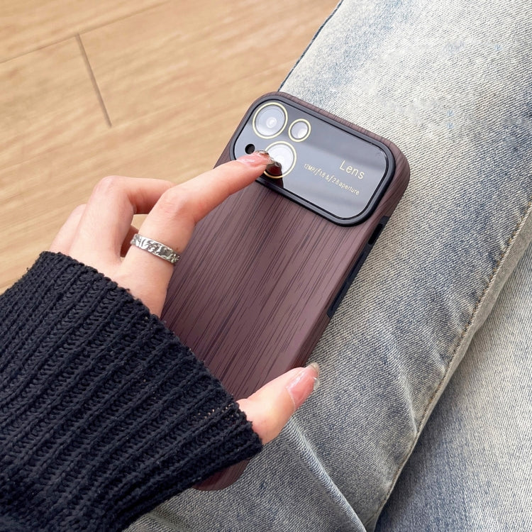 For iPhone XR Wood Grain TPU Phone Case with Lens Film(Beige) - More iPhone Cases by buy2fix | Online Shopping UK | buy2fix