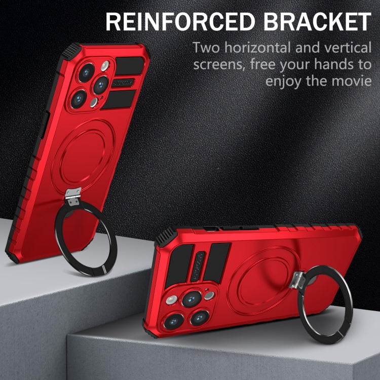For iPhone 15 Pro Max MagSafe Magnetic Holder Phone Case(Red) - iPhone 15 Pro Max Cases by buy2fix | Online Shopping UK | buy2fix