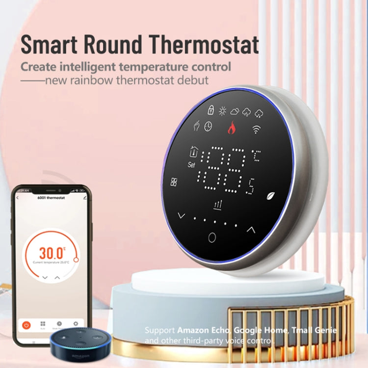 BHT-6001GCLW 95-240V AC 5A Smart Round Thermostat Boiler Heating LED Thermostat With WiFi(Black) - Thermostat & Thermometer by buy2fix | Online Shopping UK | buy2fix