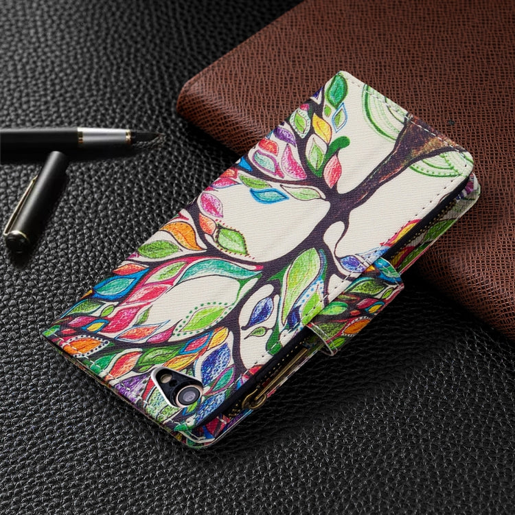 For iPhone 8 & 7 Colored Drawing Pattern Zipper Horizontal Flip Leather Case with Holder & Card Slots & Wallet(Tree) - Apple Accessories by buy2fix | Online Shopping UK | buy2fix