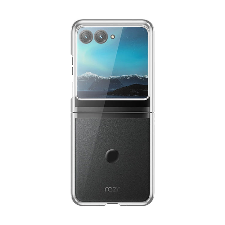 For Motorola Razr 40 Ultra Full Coverage Electroplate PC Transparent Phone Case(Silver) - Motorola Cases by buy2fix | Online Shopping UK | buy2fix