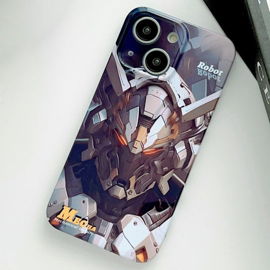 For iPhone 14 Plus Painted Pattern Precise Hole PC Phone Case(Grey Robot) - iPhone 14 Plus Cases by buy2fix | Online Shopping UK | buy2fix