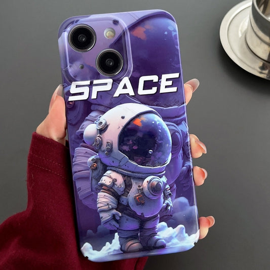 For iPhone 14 Plus Painted Pattern Precise Hole PC Phone Case(Purple Astronaut) - iPhone 14 Plus Cases by buy2fix | Online Shopping UK | buy2fix