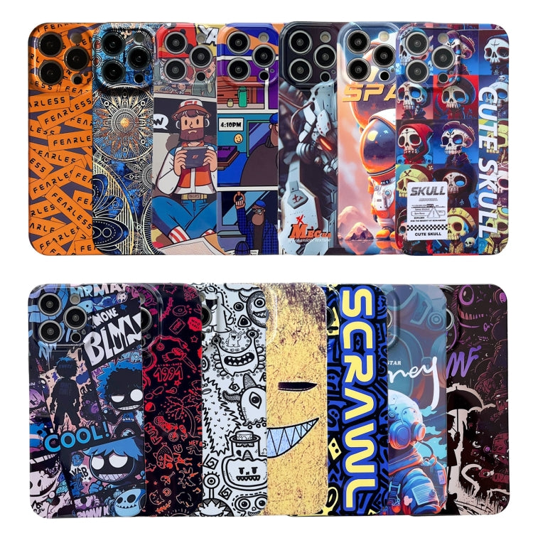 For iPhone 15 Pro Max Painted Pattern Precise Hole PC Phone Case(Orange Paint Astronaut) - iPhone 15 Pro Max Cases by buy2fix | Online Shopping UK | buy2fix