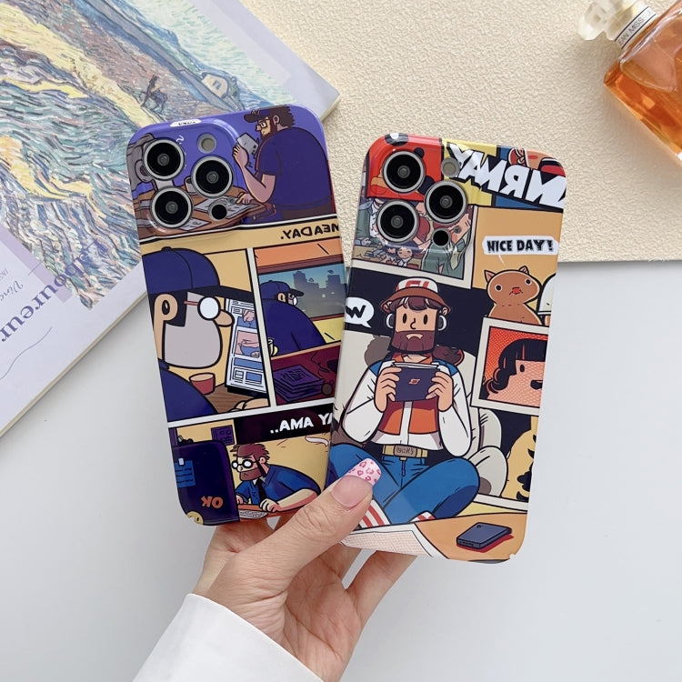 For iPhone 15 Pro Max Painted Pattern Precise Hole PC Phone Case(Blue Paint Astronaut) - iPhone 15 Pro Max Cases by buy2fix | Online Shopping UK | buy2fix