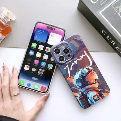 For iPhone 13 Pro Max Painted Pattern Precise Hole PC Phone Case(Orange Astronaut) - iPhone 13 Pro Max Cases by buy2fix | Online Shopping UK | buy2fix