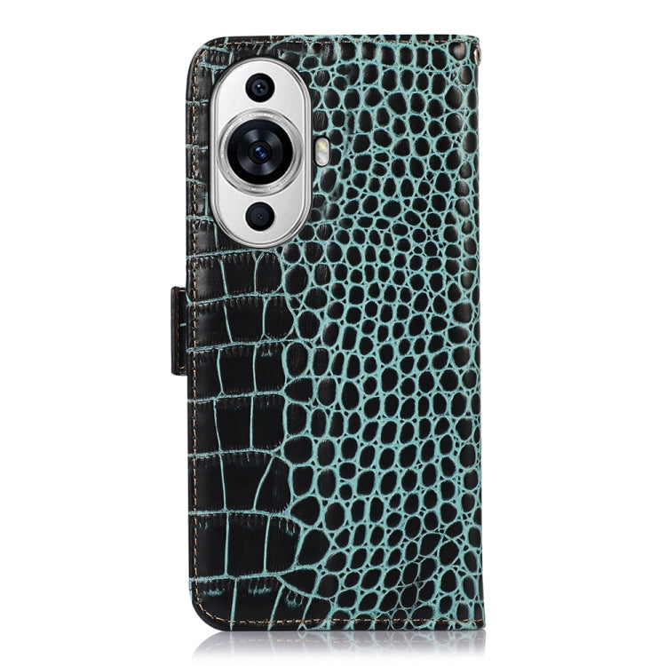 For Huawei Nova 11 Crocodile Top Layer Cowhide Leather Phone Case(Green) - Huawei Cases by buy2fix | Online Shopping UK | buy2fix
