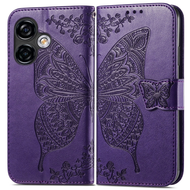 For Ulefone Note 16 Pro Butterfly Love Flower Embossed Leather Phone Case(Dark Purple) - Ulefone Cases by buy2fix | Online Shopping UK | buy2fix