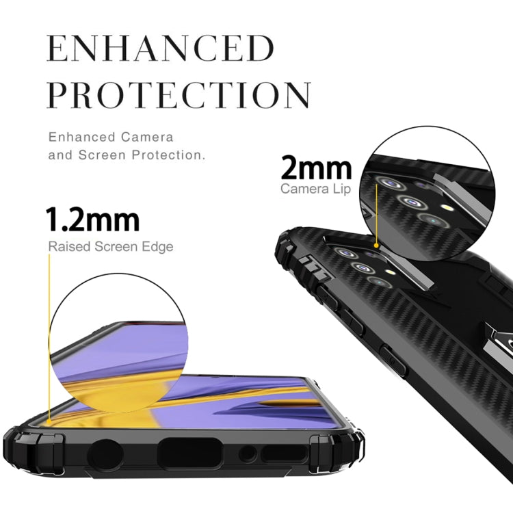 For Samsung Galaxy A21S Carbon Fiber Protective Case with 360 Degree Rotating Ring Holder(Black) - Samsung Accessories by buy2fix | Online Shopping UK | buy2fix