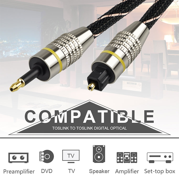 1m EMK OD6.0mm Square Port to Round Port Set-top Box Digital Audio Optical Fiber Connecting Cable -  by EMK | Online Shopping UK | buy2fix