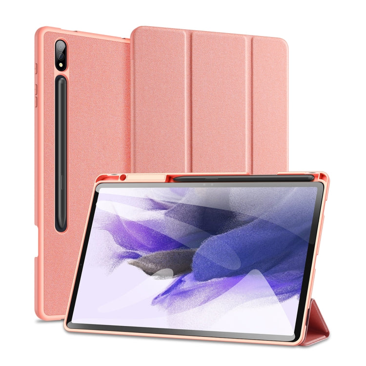 For Samsung Galaxy Tab S9+ DUX DUCIS Domo Series Cloth Texture Magnetic Leather Tablet Case(Pink) - Other Galaxy Tab PC by DUX DUCIS | Online Shopping UK | buy2fix