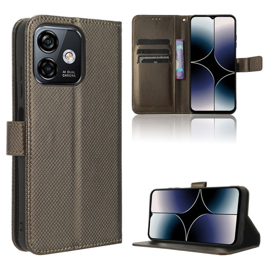 For Ulefone Note 16 Pro Diamond Texture Leather Phone Case(Brown) - Ulefone Cases by buy2fix | Online Shopping UK | buy2fix