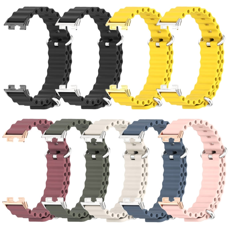 For Huawei Band 8 / 9 Mijobs Marine Silicone Breathable Watch Band(Yellow+Silver) - Watch Bands by MIJOBS | Online Shopping UK | buy2fix