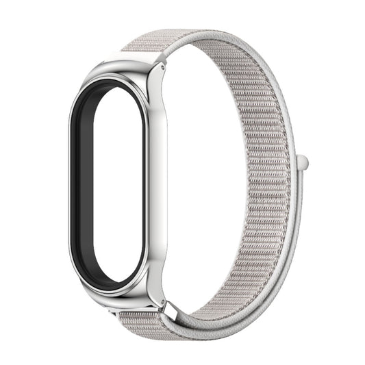 For Xiaomi Mi Band 8 Mijobs CS Case Breathable Nylon Loop Watch Band(Sea Shell Silver) - Watch Bands by MIJOBS | Online Shopping UK | buy2fix