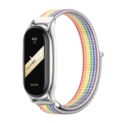 For Xiaomi Mi Band 8 Mijobs Plus Case Breathable Nylon Loop Watch Band(Colorful Silver) - Watch Bands by MIJOBS | Online Shopping UK | buy2fix