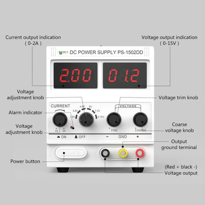 BEST 1502DD 15V / 2A Digital Display DC Regulated Power Supply, 220V EU Plug - Power Supply by BEST | Online Shopping UK | buy2fix