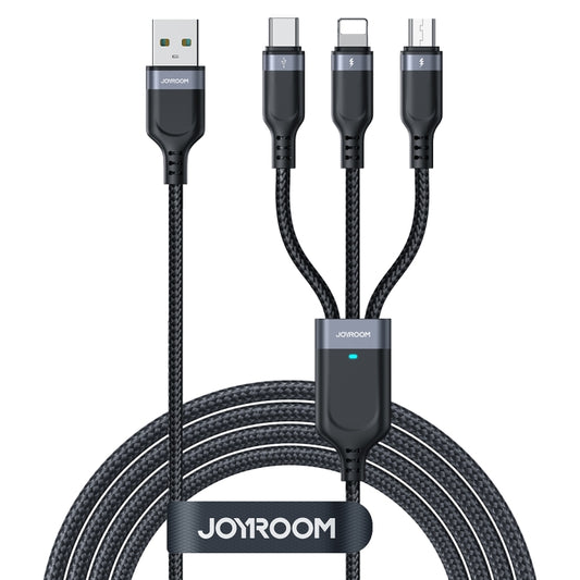 JOYROOM A18 3.5A USB to 8 Pin+USB-C/Type-C+Micro USB 3 in 1 Data Cable, Length:1.2m(Black) - Multifunction Cable by JOYROOM | Online Shopping UK | buy2fix