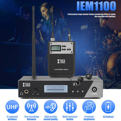 XTUGA  IEM1100 Professional Wireless In Ear Monitor System 5 BodyPacks(US Plug) - Microphone by XTUGA | Online Shopping UK | buy2fix