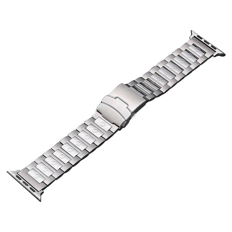 For Apple Watch Series 4 44mm Safety Buckle Titanium Steel Watch Band(Silver) - Watch Bands by buy2fix | Online Shopping UK | buy2fix