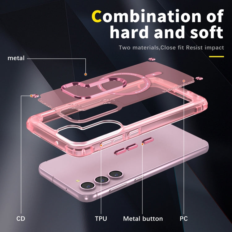 For Samsung Galaxy S22+ 5G Skin Feel TPU + PC MagSafe Magnetic Phone Case(Transparent Pink) - Galaxy S22+ 5G Cases by buy2fix | Online Shopping UK | buy2fix