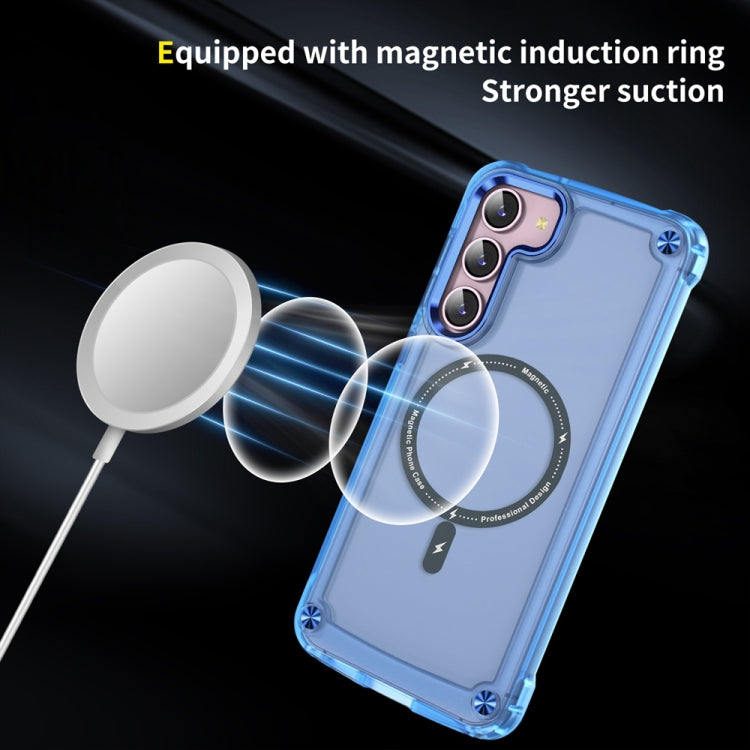 For Samsung Galaxy S22 5G Skin Feel TPU + PC MagSafe Magnetic Phone Case(Transparent Blue) - Galaxy S22 5G Cases by buy2fix | Online Shopping UK | buy2fix
