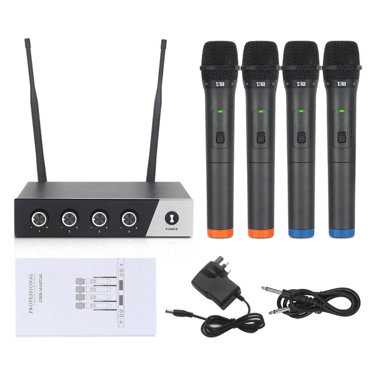 XTUGA S400 Professional 4-Channel UHF Wireless Microphone System with 4 Handheld Microphone(AU Plug) - Microphone by XTUGA | Online Shopping UK | buy2fix