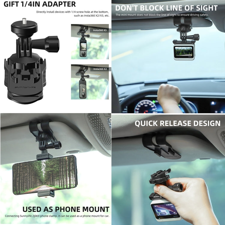 Sunnylife ZJ585 Sun Visor Camera Mount Quick Release Holder 360 Degree Rotating Vlog Bracket(Black) - Case & Bags by Sunnylife | Online Shopping UK | buy2fix