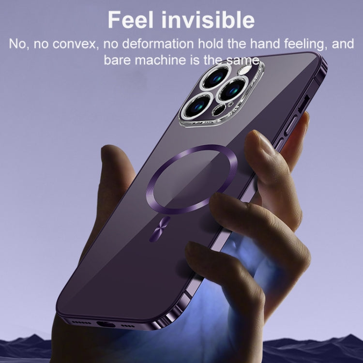 For iPhone 13 Pro Max MagSafe Magnetic Stainless Steel Frame Transparent TPU Phone Case(Dark Purple) - iPhone 13 Pro Max Cases by buy2fix | Online Shopping UK | buy2fix