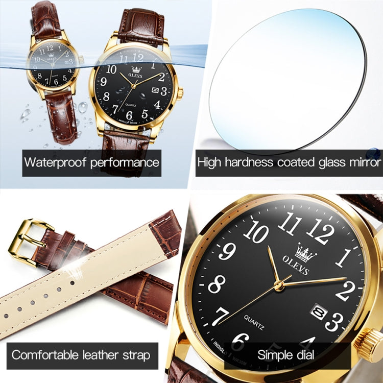 OLEVS 5566 Women Simple Single Calendar Waterproof Quartz Watch(Black) - Leather Strap Watches by OLEVS | Online Shopping UK | buy2fix
