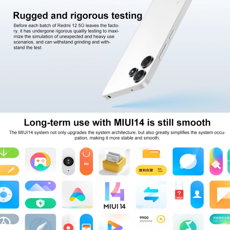 Xiaomi Redmi 12 5G, 8GB+128GB,  6.79 inch MIUI 14 Qualcomm Snapdragon 4 Gen2 Octa Core up to 2.2GHz, Network: 5G, Not Support Google Play(White) - Xiaomi Redmi by Xiaomi | Online Shopping UK | buy2fix