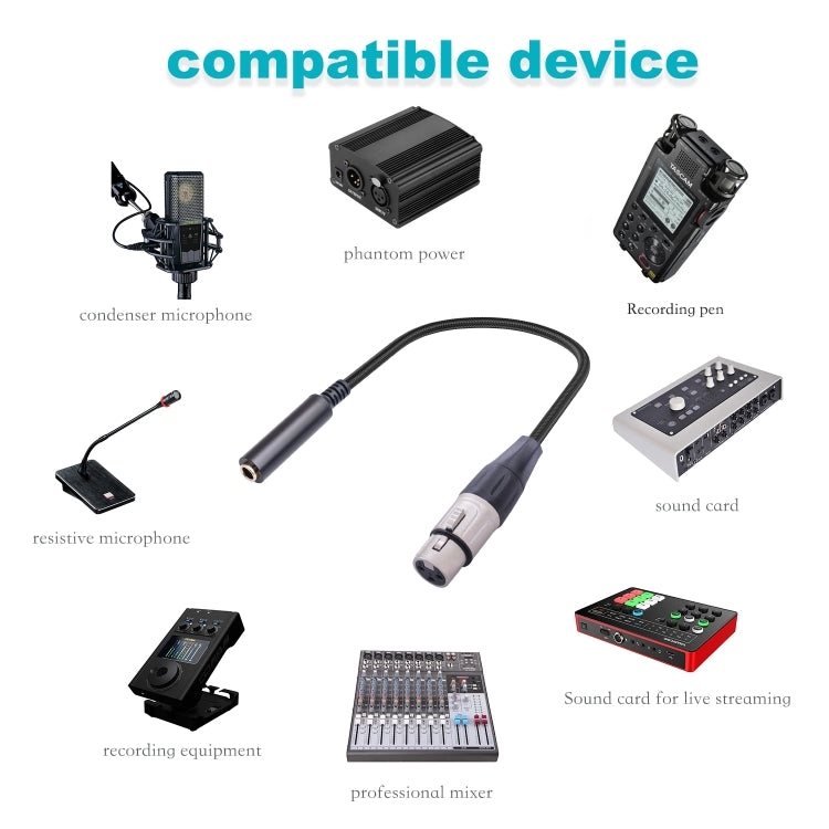 0.3m 6.35mm Female to XLR Female Microphone Audio Conversion Cable - Microphone Audio Cable & Connector by buy2fix | Online Shopping UK | buy2fix