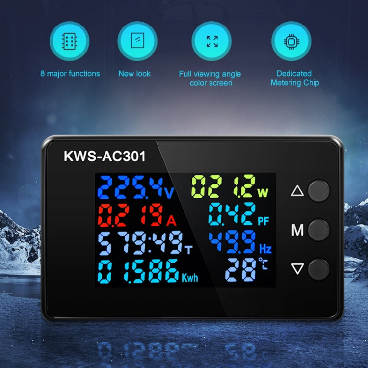 KWS-AC301L-100A 50-300V AC Switching Digital Display Current Voltmeter with 485 Communication(Black) - Current & Voltage Tester by buy2fix | Online Shopping UK | buy2fix