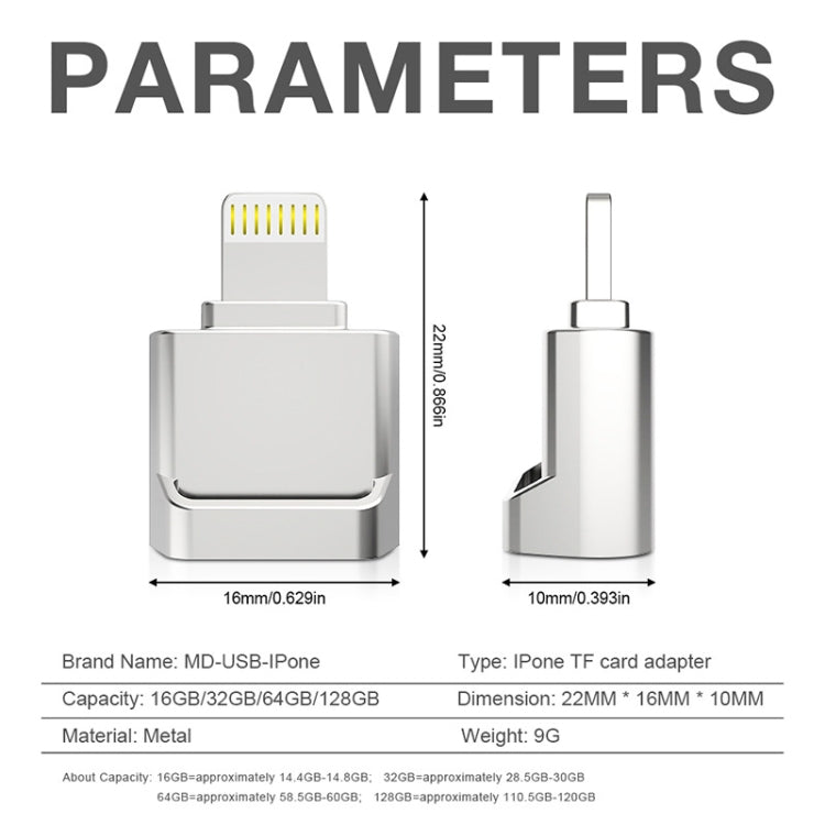 MicroDrive 8pin To TF Card Adapter Mini iPhone & iPad TF Card Reader, Capacity:32GB(Black) -  by MICRODRIVE | Online Shopping UK | buy2fix