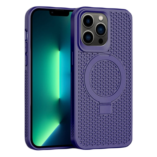 For iPhone 13 Pro Max Skin Feel PC+TPU Cooling Magnetic Magsafe Phone Case with Stand(Purple) - iPhone 13 Pro Max Cases by buy2fix | Online Shopping UK | buy2fix