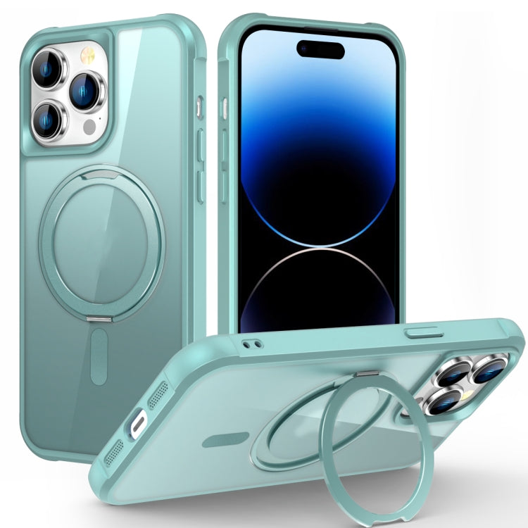 For iPhone 14 Pro MagSafe Magnetic Rotating Holder Phone Case(Lake Blue) - iPhone 14 Pro Cases by buy2fix | Online Shopping UK | buy2fix