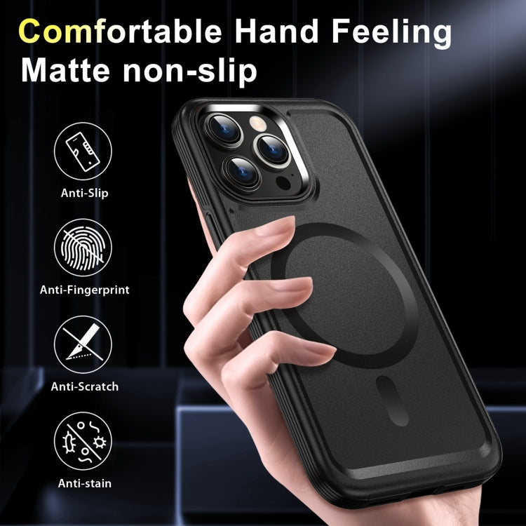 For iPhone 14 Pro Max Shield Armor MagSafe TPU Hybrid PC Phone Case(Black) - iPhone 14 Pro Max Cases by buy2fix | Online Shopping UK | buy2fix