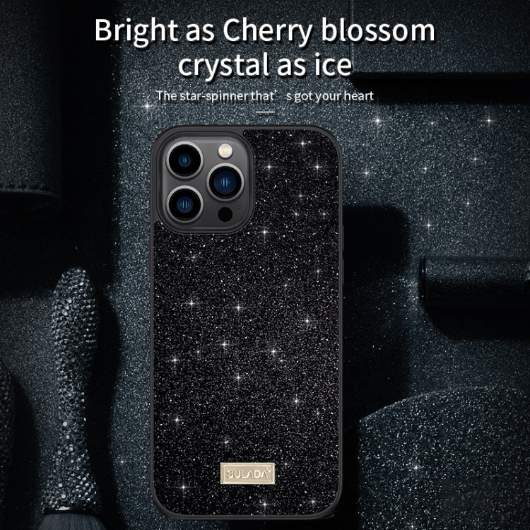 For iPhone 15 Pro Max SULADA Glittery PC + TPU + Handmade Leather Phone Case(Black) - iPhone 15 Pro Max Cases by SULADA | Online Shopping UK | buy2fix