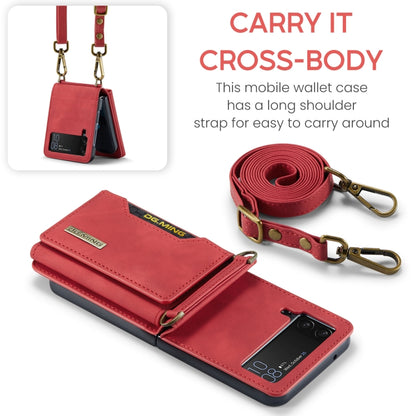 For Samsung Galaxy Z Flip3 5G DG.MING M2 Series Card Bag Magnetic Leather Phone Case(Red) - Galaxy Phone Cases by DG.MING | Online Shopping UK | buy2fix