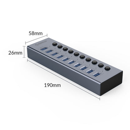 ORICO BT2U3-10AB-GY-BP 10 Ports USB 3.0 HUB with Individual Switches(AU Plug) - USB 3.0 HUB by ORICO | Online Shopping UK | buy2fix