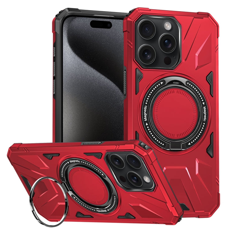 For iPhone 15 Pro MagSafe Magnetic Shockproof Phone Case with Ring Holder(Red) - iPhone 15 Pro Cases by buy2fix | Online Shopping UK | buy2fix